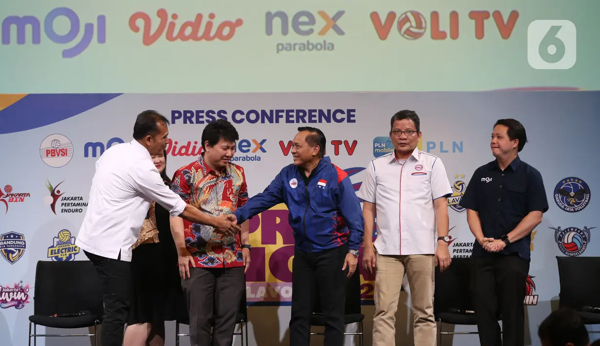 Garuda Jaya akan langsung berhadapan dengan sang juara bertahan, Jakarta LavAni Allobank, pada laga pembuka Proliga 2024 di GOR Amongrogo, Yogyakarta, Kamis (25/4). (Liputan6.com/Helmi Fithriansyah)