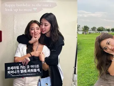 Huh Yunjin, member girlgrup Le Sserafim mendapat ucapan selamat ulang tahun dari sang adik. Yejin juga mengunggah foto kebersamaannya dengan sang kakak yang berprofesi sebagai idol K-Pop itu. Parasnya pun tak lepas dari perhatian netizen Indonesia, karena awalnya dikira Dewi Perssik. (Liputan6.com/IG/@rachel.huh)