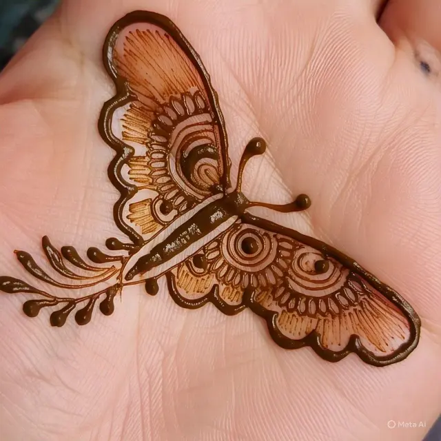 Desain Henna Simple dengan Motif Kupu-Kupu