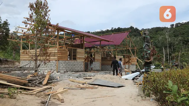 pembangunan hunian warga di Dusun Lewono, Desa Lemban Tongoa, Sigi