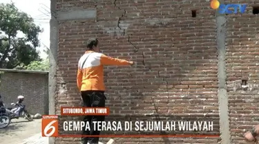 Sejumlah rumah warga di Desa Tanjung Pecin, Mangaran retak akibat gempa Situbondo 6,0 SR.