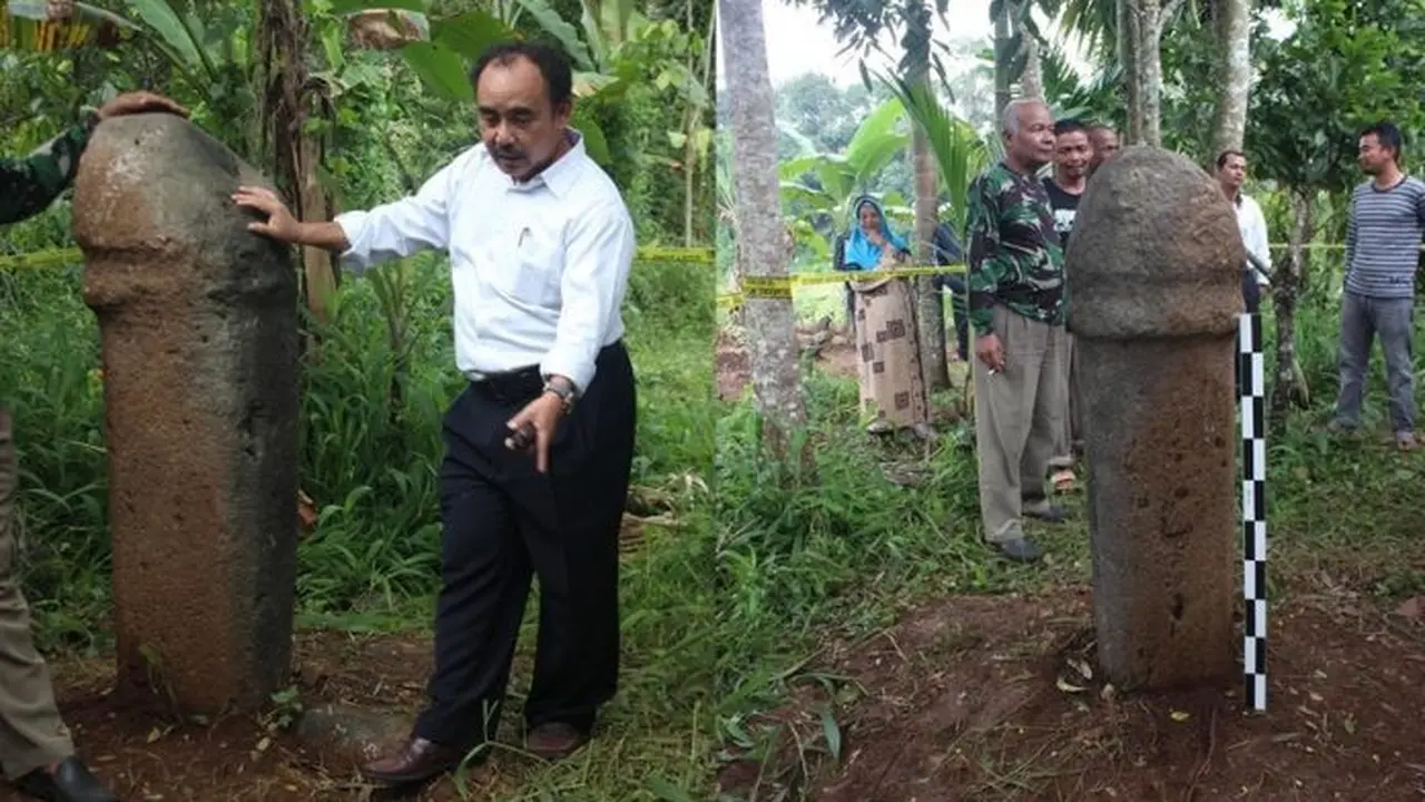 BPCB Sumbar meninjau temuan batu tagak di Puun, Jorong Balai Tabuah, Nagari Tanjung Sungayang Kabupaten Tanah Datar Sumatera Barat pada 2017. (BPCB Sumbar).