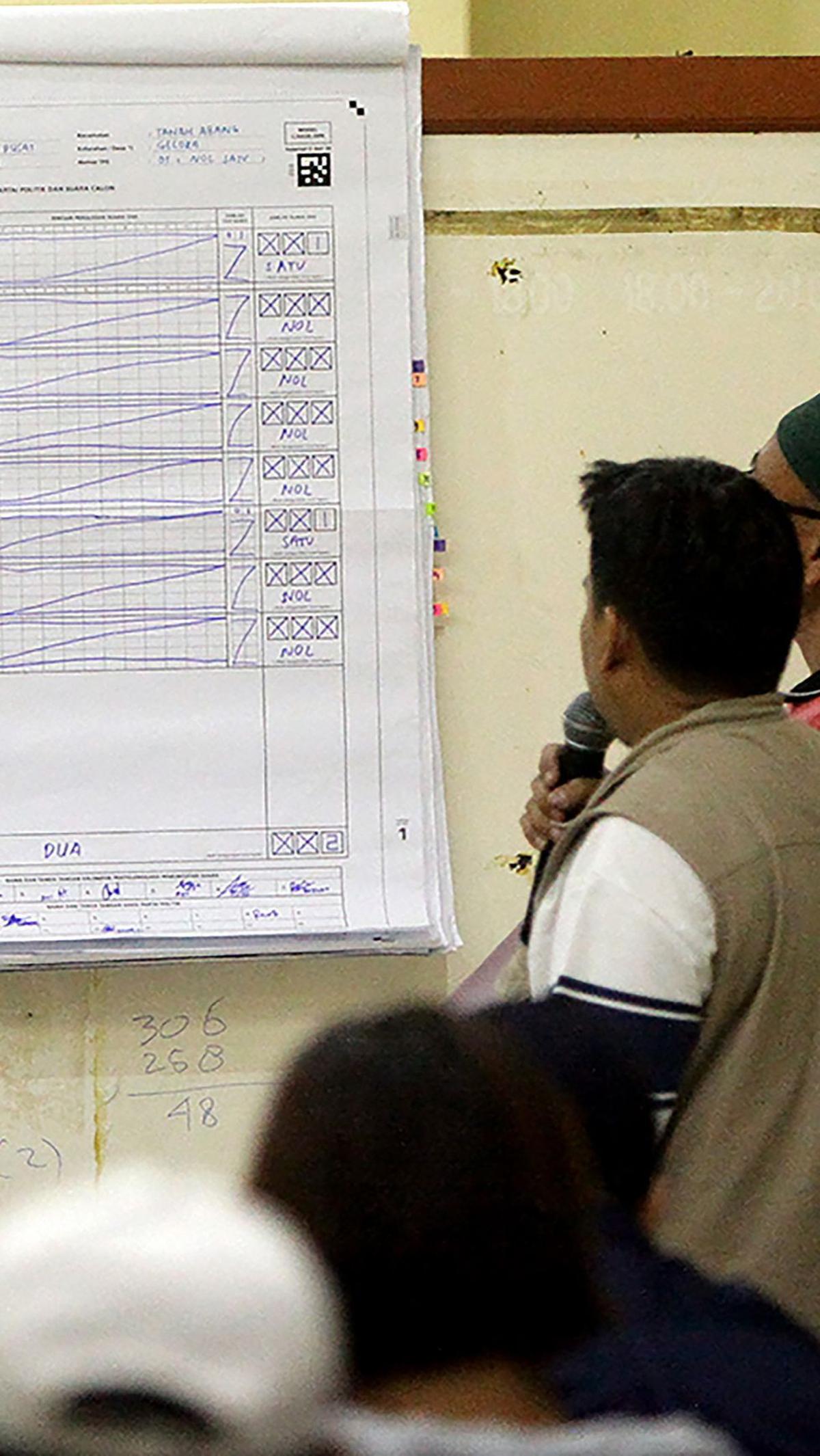 Sebagian penghitungan manual hasil pemungutan suara Pemilu 2024 saat ini telah memasuki tingkat kecamatan.&nbsp;Merdeka.com/Arie Basuki