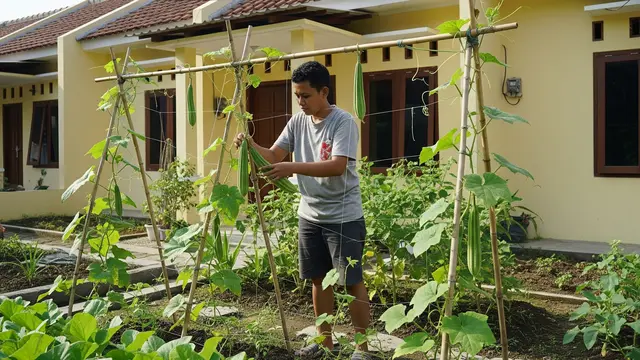 Memanen buah oyong (Gemini AI)