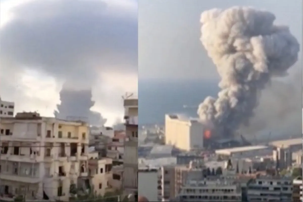Ledakan di Beirut, Lebanon yang terekam kamera. (Ist)