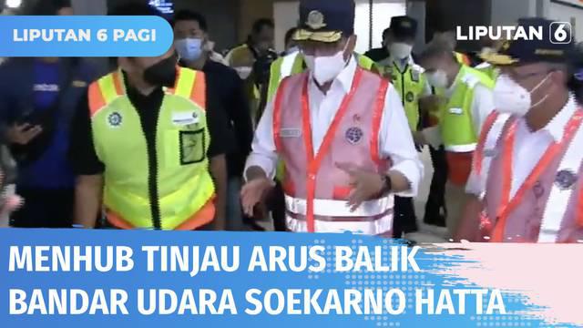 Menteri Perhubungan, Budi Karya Sumadi meninjau arus balik mudik di Bandara Soekarno Hatta. Menhub juga memastikan distribusi barang bawaan penumpang dari pesawat ke conveyor belt lebih cepat agar penumpang tak menumpuk di area kedatangan.