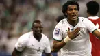 Saudi Arabia's Nayef Hazazi celebrates after scoring a goal against the United Arab Emirates during their 2010 World Cup Asian zone group 2 qualifying match in Riyadh on April 1, 2009. AFP PHOTO/MIDO AHMED