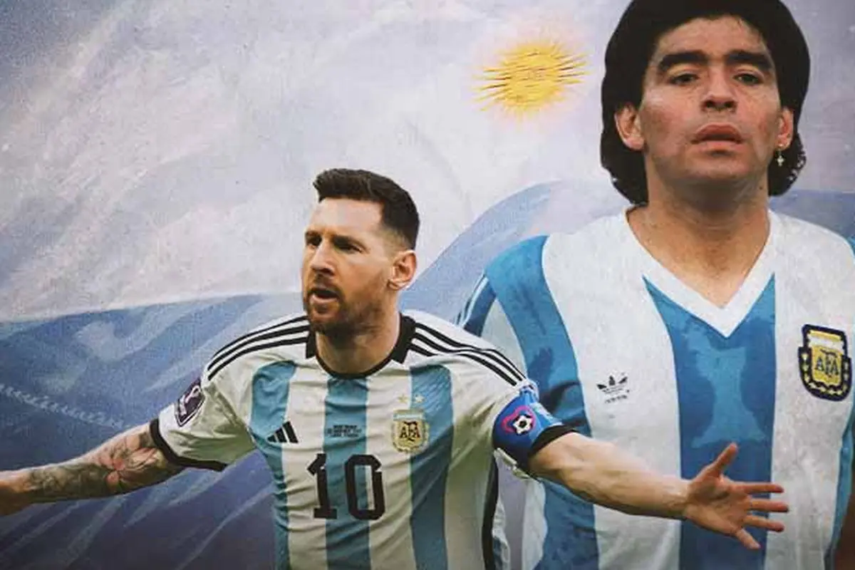 Ilustrasi - Lionel Messi dan Maradona