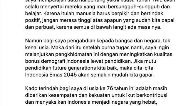 Unggahan Menko Luhut Binsar Pandjaitan