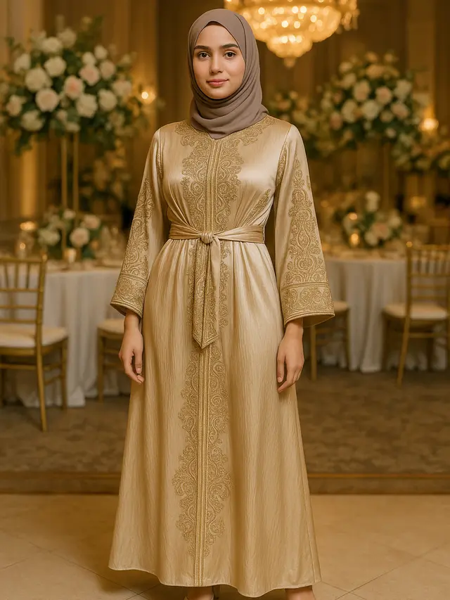 Gamis Kaftan Ikat untuk Pesta Pernikahan