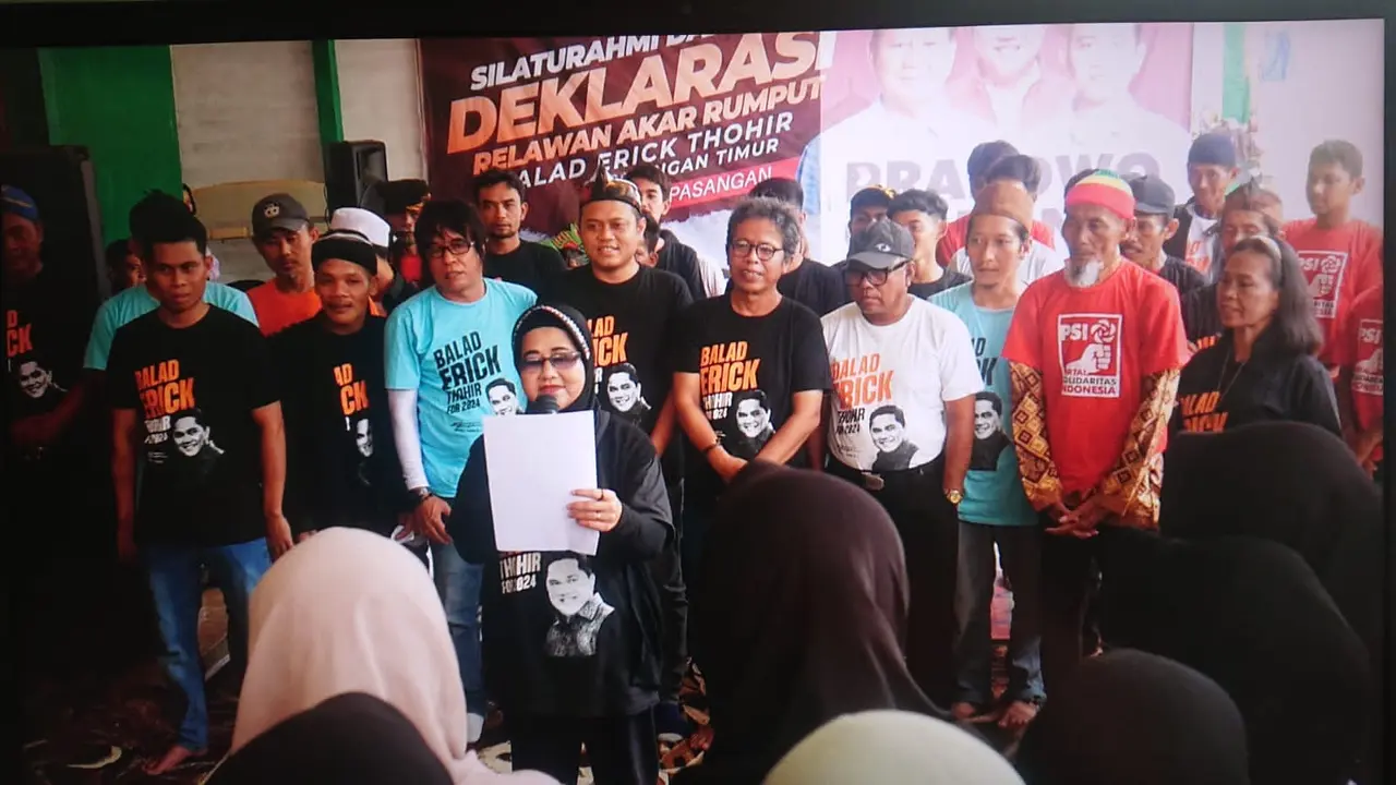 Balad Erick Thohir Priangan Timur melakukan deklarasi dukung untuk Prabowo-Gibran di Pilpres 2024. (Istimewa)