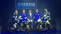 Peluncuran motor baru Monster Energy Yamaha MotoGP di Hotel Four Seasons, Jakarta, Senin (4/2/2019). (Bola.com/Benediktus Gerendo Pradigdo)