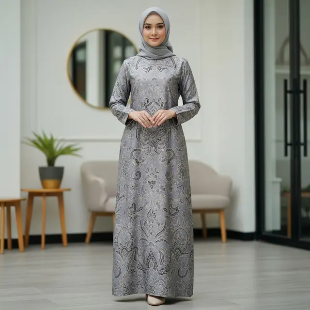 9 Model Gamis Batik Satin Dove yang Tidak Terlalu Mengkilap, Elegan Tanpa Kilau Berlebihan
