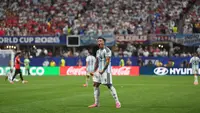 Pemain Argentina Enzo Fernandez merayakan gol ketiga timnya dalam laga babak 16 besar Piala Dunia 2026 antara Argentina vs Mesir di Atlanta, Selasa, 7 Juli 2026. (AP Photo/Jacob Kupferman)