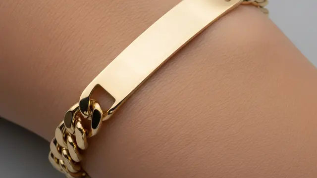 Gelang Rantai Medium dengan Plat Ukiran Nama