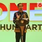 Presiden Joko Widodo memberi sambutan dalam peringatan HUT ke-55 Partai Golkar di Jakarta, Rabu (6/11/2019). HUT ke-55 Partai Golkar mengangkat tema '55 Tahun Partai Golkar Bersatu untuk Negeri Berkarya untuk Bangsa'. (Liputan6.com/JohanTallo)