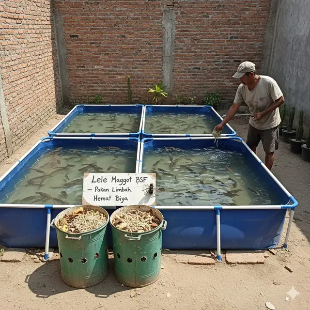 Penerapan Pakan Maggot BSF (foto: AI)