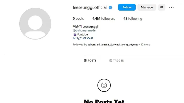 Kondisi akun Instagram Lee Seung Gi.