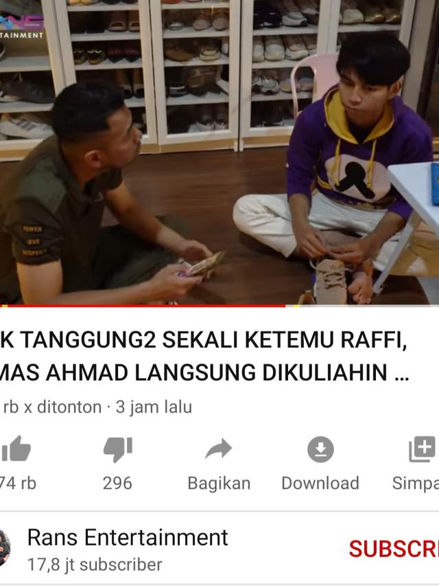 Unggahan Raffi Ahmad. (Foto: YouTube Rans Entertainment)