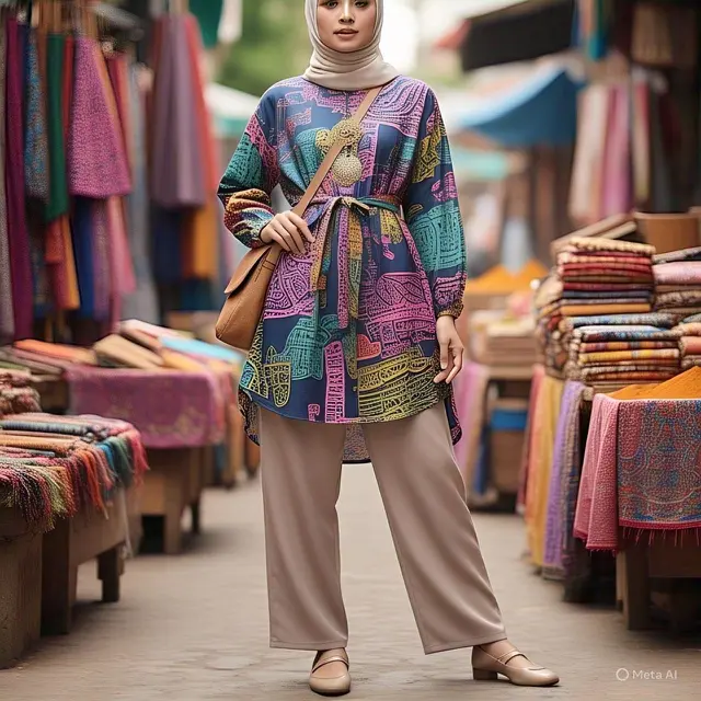 Inspirasi Batik Doodle Berwarna. Foto: Meta AI
