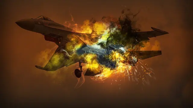 Ilustrasi Pesawat Jet Terbakar