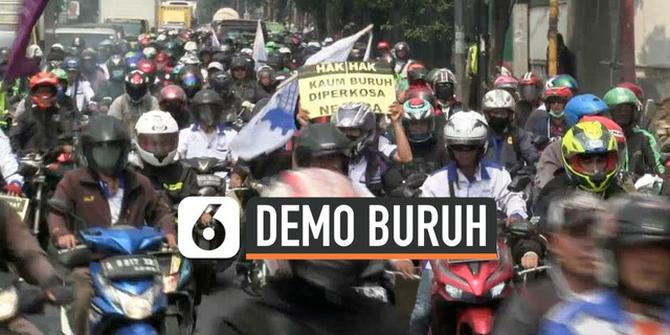 VIDEO: Demo ke DPR, Buruh Tangerang Konvoi ke Jakarta