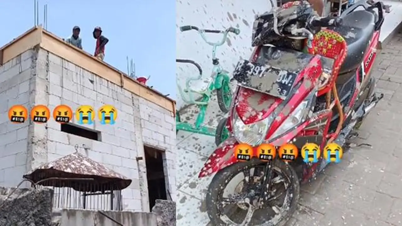 Bodi motor kena adukan cor-coran (TikTok/@agusty_08)