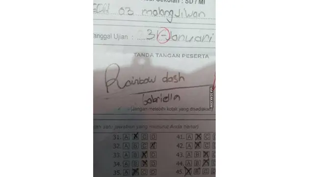 Tanda Tangan 6 Murid di Lembar Jawaban Ini Bikin Geleng Kepala