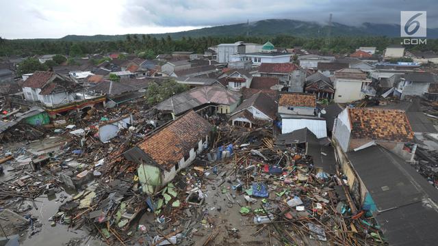 Pandangan Udara Kerusakan Terparah Akibat Tsunami Selat Sunda