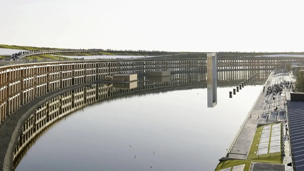 Pemandangan "Water Plaza" di lokasi Expo 2025 Osaka pada Rabu, 4 Juni 2025.