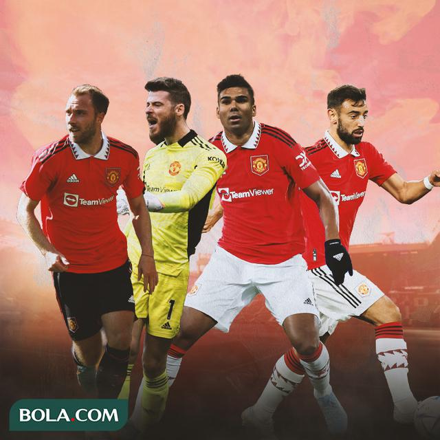 Ilustrasi - David De Gea, Christian Eriksen, Casemiro, Bruno Fernandes
