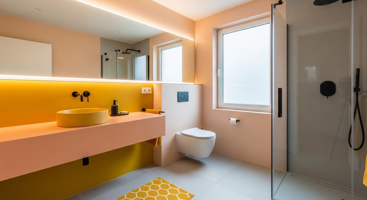 Kombinasi Warna Cat Kamar Mandi yang Berani, Kekinian, dan Bikin Kesan Lapang/AI Generated