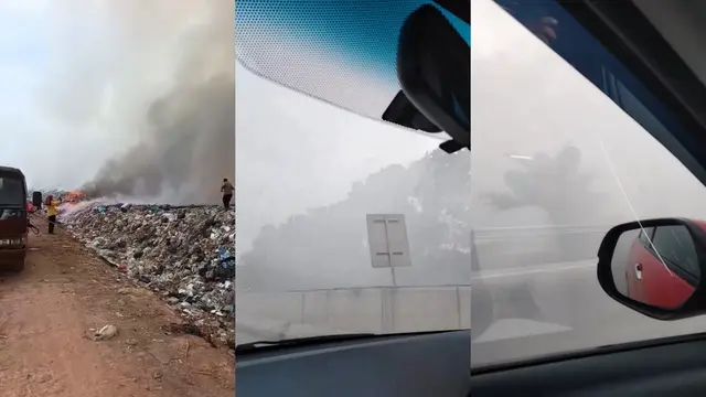 Asap Kebakaran TPA Bandar Jaya Selimuti Tol Bakter, 1,5 Hektare Area Terbakar