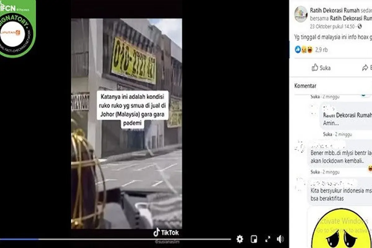 Gambar Tangkapan Layar Video Ruko di Malaysia (sumber: Facebook)
