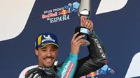 Pembalap Petronas Yamaha SRT, Franco Morbidelli finis ketiga pada balapan MotoGP Jerez 2021. (PIERRE-PHILIPPE MARCOU / AFP)