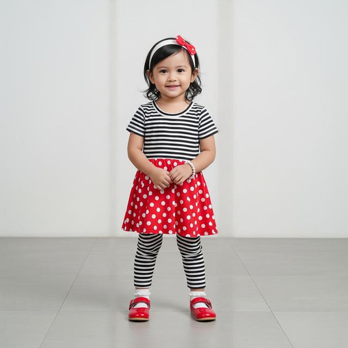 8 Model Baju Anak Perempuan 1-5 Tahun Motif Polkadot &amp; Stripe, Lucu dan Nyaman Dipakai