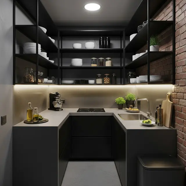 9 Model Dapur Rumah Type 36 Ukuran 2x2 Meter dengan Rak Tanam dan Lighting LED