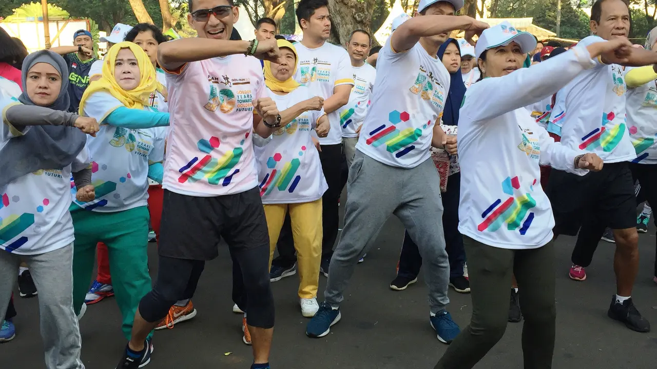 Wakil Gubernur DKI Jakarta Sandiaga Uno menghadiri Antam Gold Run 5.0