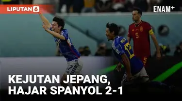 Jepang membuat kejutan setelah memastikan lolos ke babak 16 besar Piala Dunia 2022 dengan mengandaskan Spanyol 2-1 dalam laga terakhir Grup E di Stadion Khalifa International, Jumat (2/12) dini hari WIB.