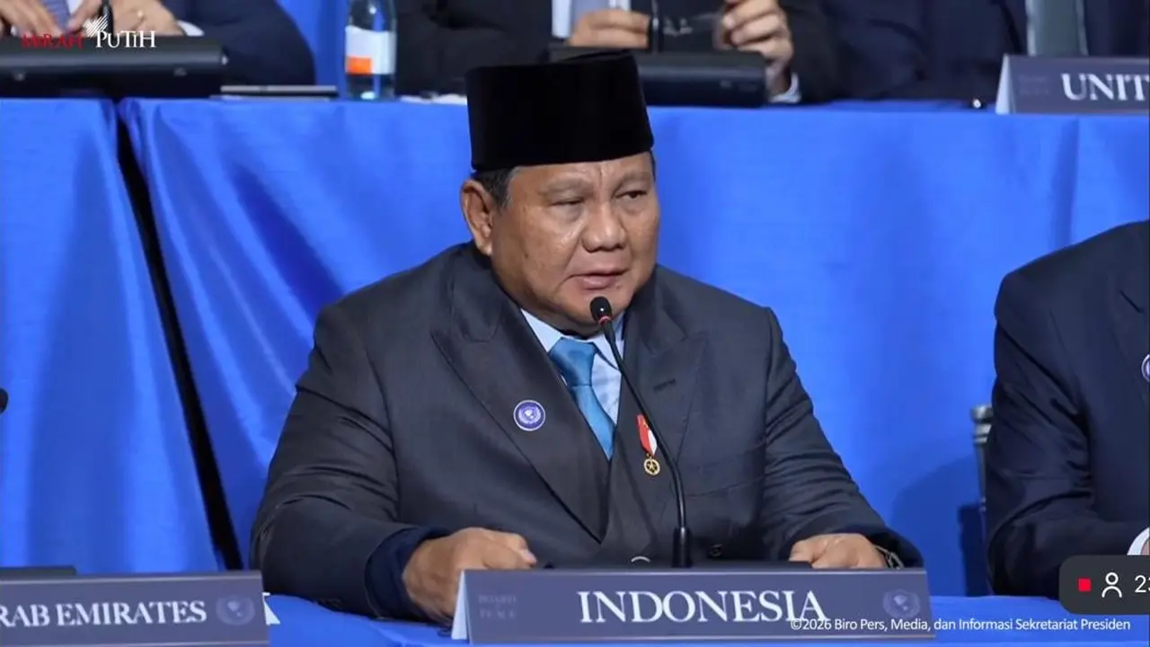 Presiden Prabowo Subianto saat bicara dalam Inaugural Meeting of Board of Peace, Washington D.C.