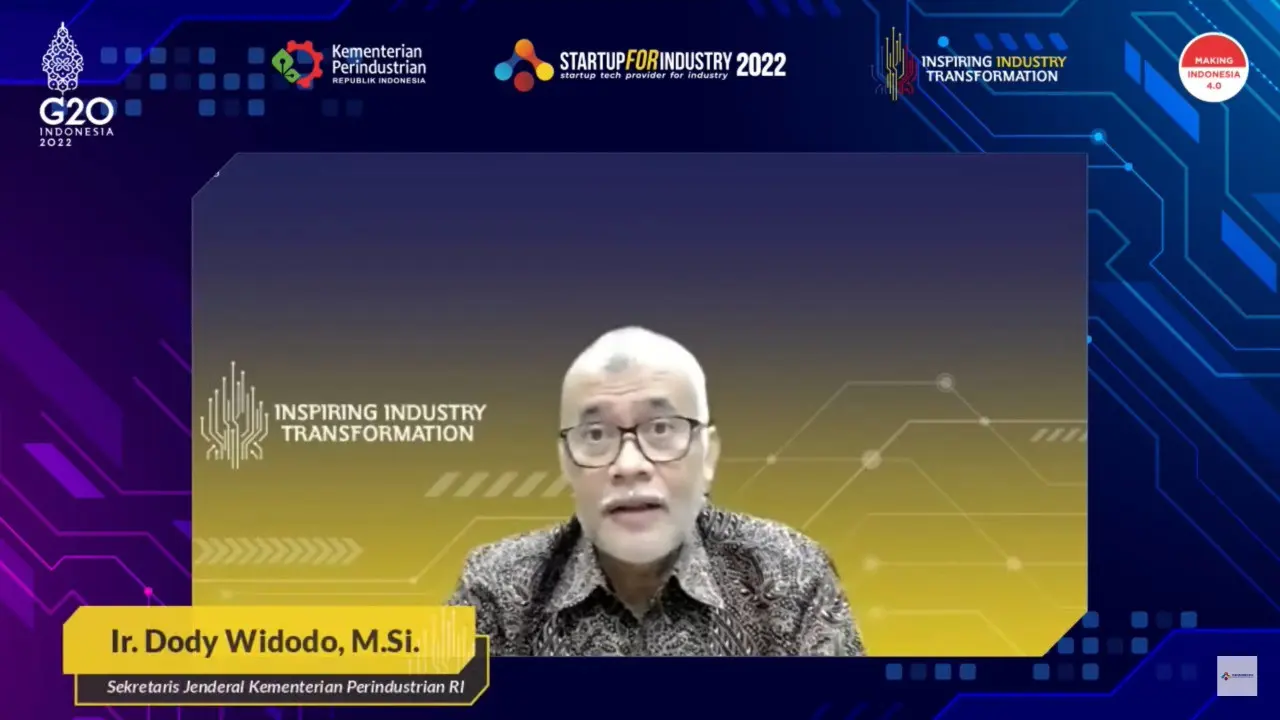 Sekretaris Jenderal Kementerian Perindustrian Dody Widodo mewakili Menteri Perindustrian dalam seminar nasional dan pembukaan program Startup4Industry 2022
