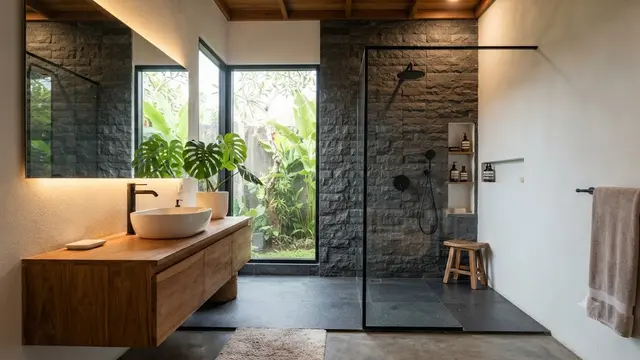 Model Kamar Mandi dengan Batu Alam