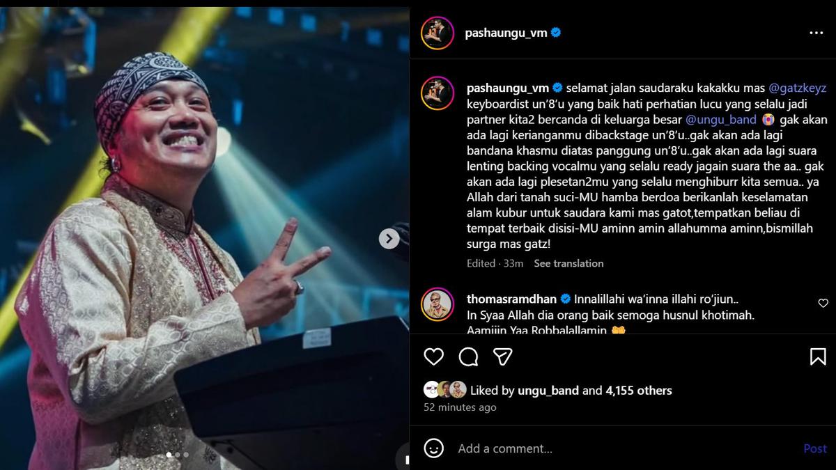 Gatot Kies Kibordis Additional Ungu Meninggal, Ifan Seventeen: Saya Bersaksi Beliau Orang Baik