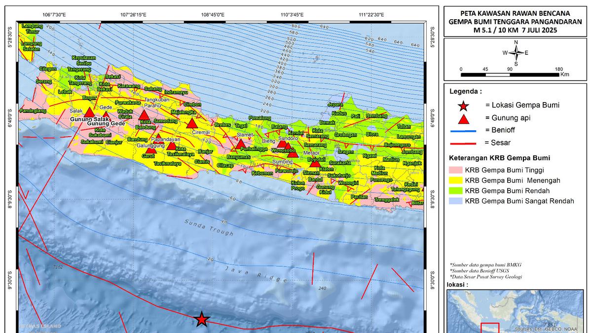 Analisa Badan Geologi soal Gempa Magnitudo 5,1 yang Guncang Laut Pangandaran