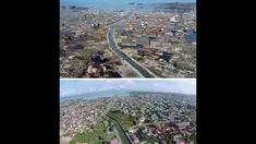 Perbandingan kondisi salah satu wilayah di Aceh setelah 10 tahun peristiwa tsunami berlalu. (AFP PHOTO/CHOO Youn-KONG-atas, AFP PHOTO/Chaideer Mahyuddin-bawah)