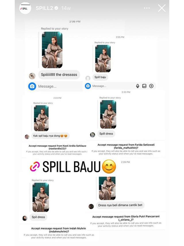 Salah satu spill produk di Instagram story @tasyafarasya