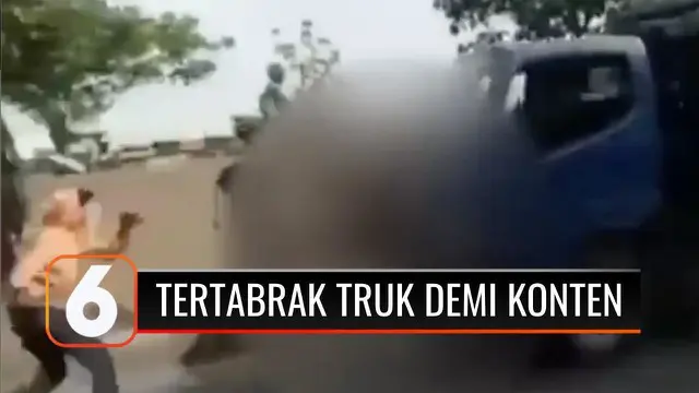 Seorang remaja tertabrak truk, setelah bersama rekan-rekannya nekat menghadang truk yang tengah melaju kencang di Cikarang, Bekasi, Jawa Barat. Tindakan yang sangat berbahaya tersebut dilakukan hanya demi konten di media sosial.