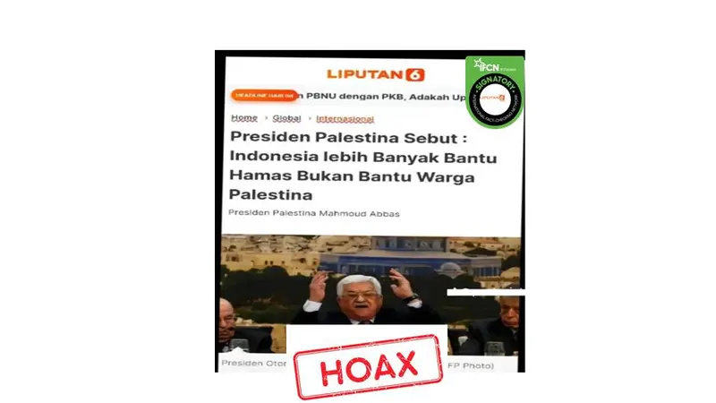 Cek Fakta artikel Liputan6 terkait Presiden Palestina