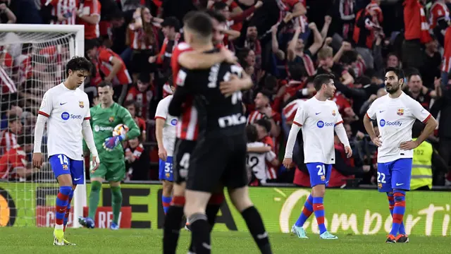 Foto: Momen Pemain Athletic Bilbao Menari-Nari Diatas Kesedihan Barcelona
