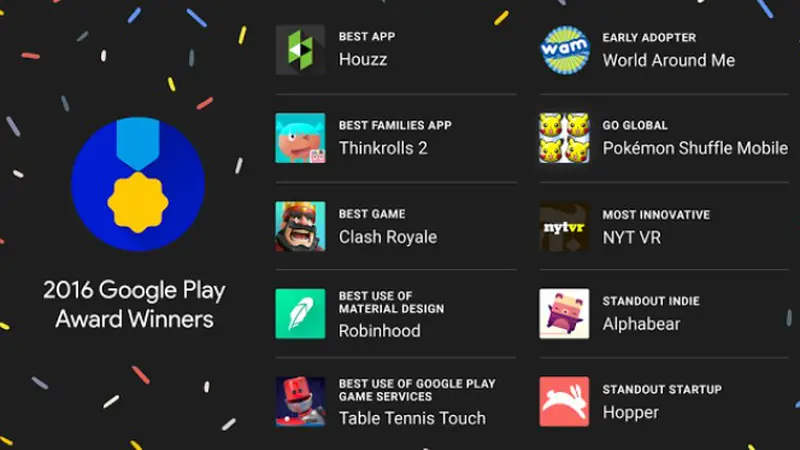 Pemenang Google Play Awards 2016